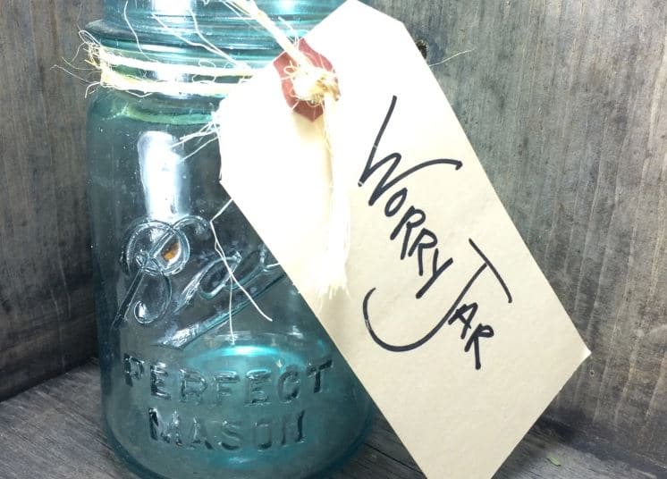 jar with worry label on it