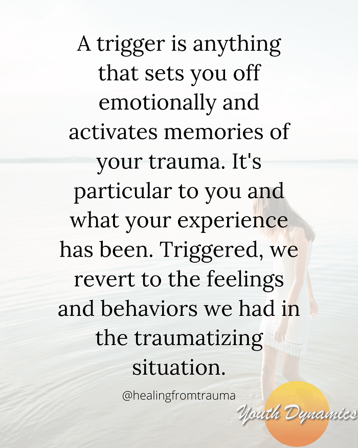 Quote 12 A trigger is anything that sets you off emotionally and activates memories of your trauma. - 17 Quotes on Childhood Trauma & Healing