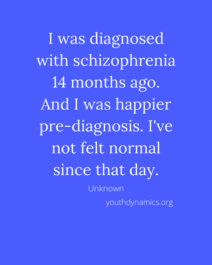 Quote 1- I was diagnosed with schizophrenia 14 months ago.
