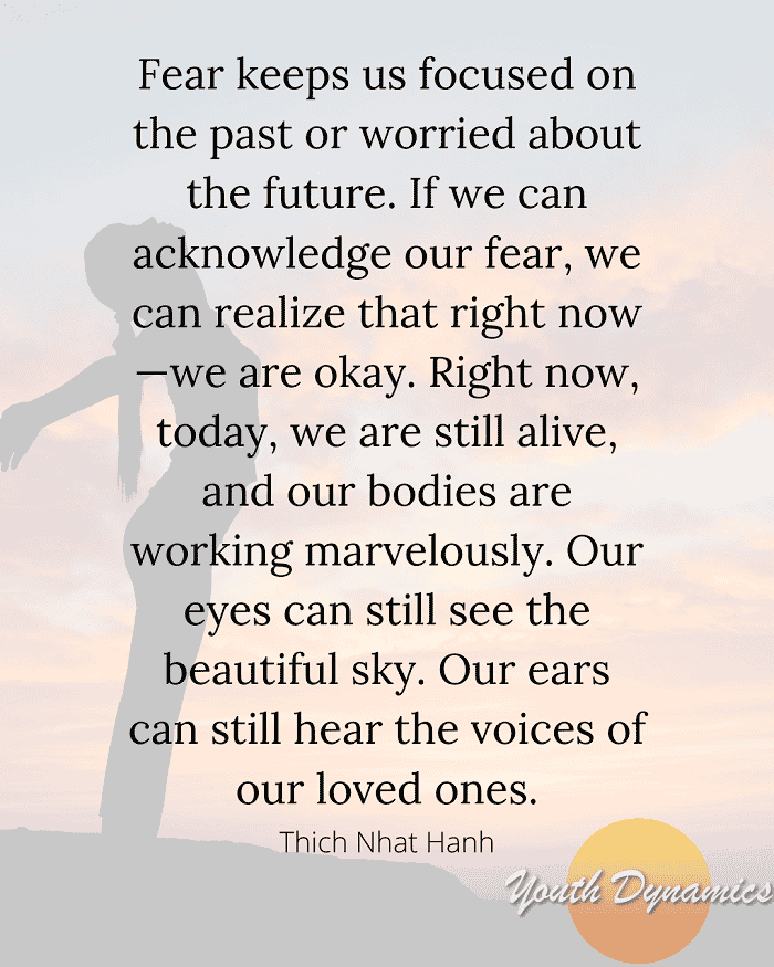 Quote 5 Fear keeps us focused on the past or worried about the future - 15 Quotes for Finding Peace through Self-Reflection