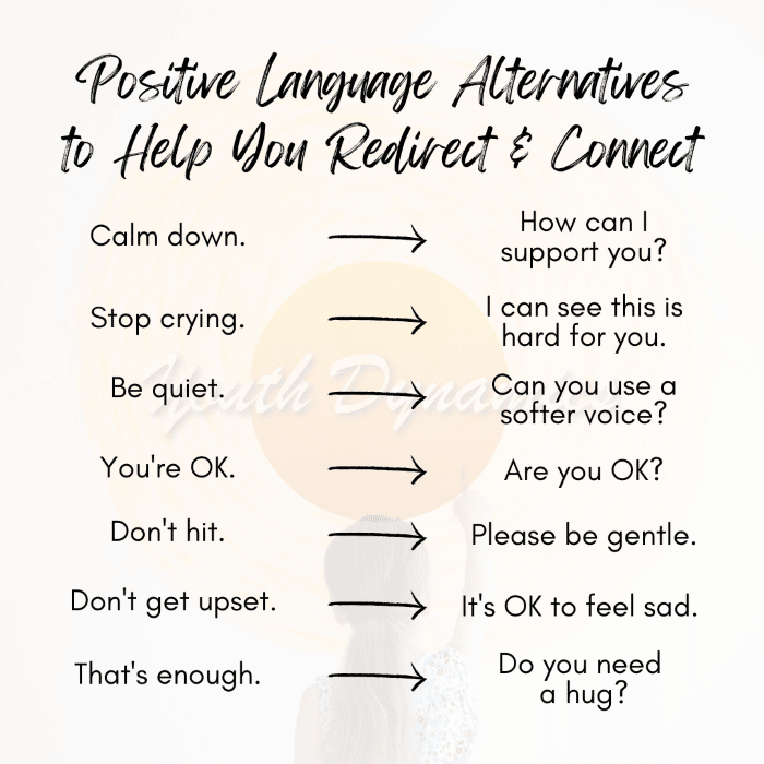 Positive Language Alternative - Words Count! Positive Language Alternatives to Redirect & Connect