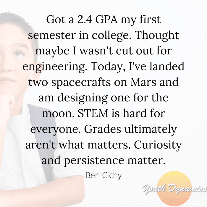 Quote 16- Got a 2.4 GPA my first semester in college