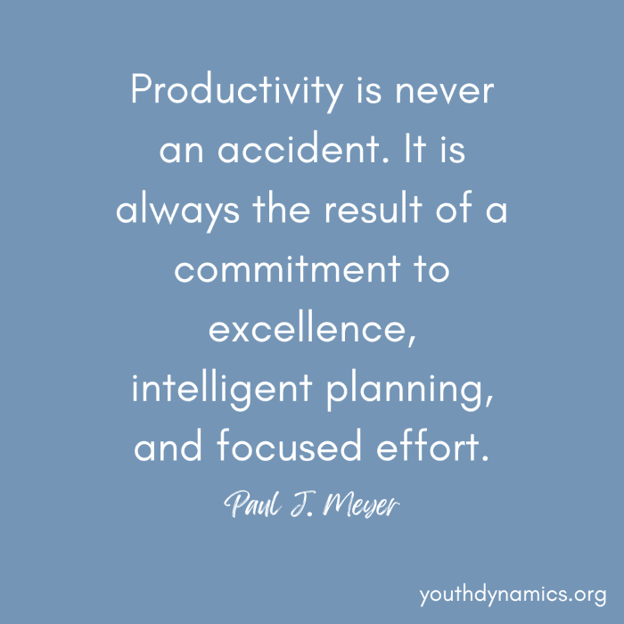Quote 1 Productivity is never an accident. It is always the result of focused effort